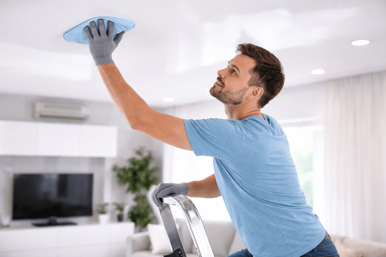 jak czyścić sufit napinany